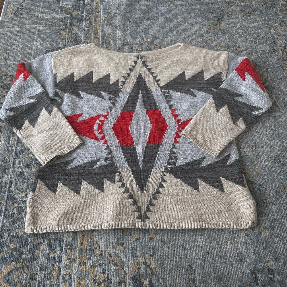 Lauren Ralph Lauren Aztec Sweater Women’s Size L Wool Blend